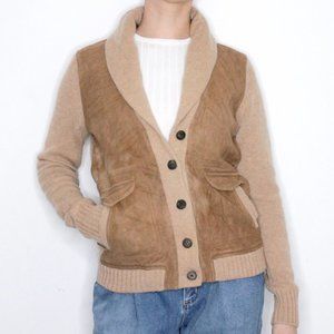 Massimo Dutti Brown Camel Wool Sweater Cardigan Jacket Size EU 32